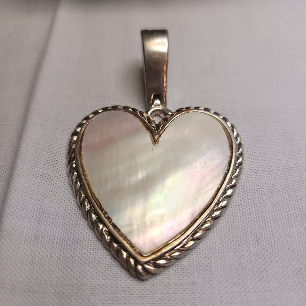 Silvertone Mother-of-Pearl Heart Pendant
